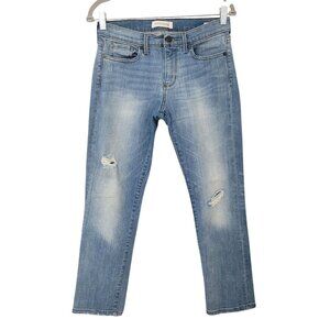 Banana Republic Premium Denim Straight Leg Jeans Size 28S Blue Distressed